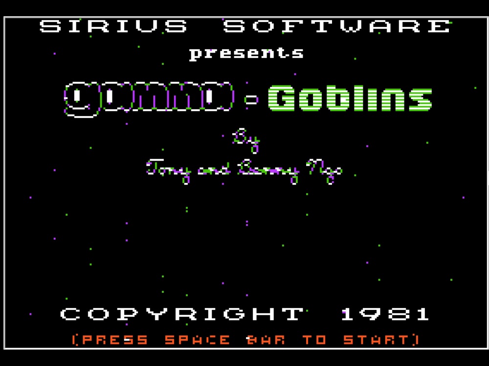 Title Screen of Gamma Goblins for Apple II